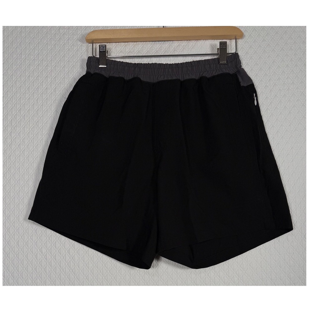 Freeballers Menipex Gym Sporty Mens L Black/Grey Athletic Running Shorts 5"‎